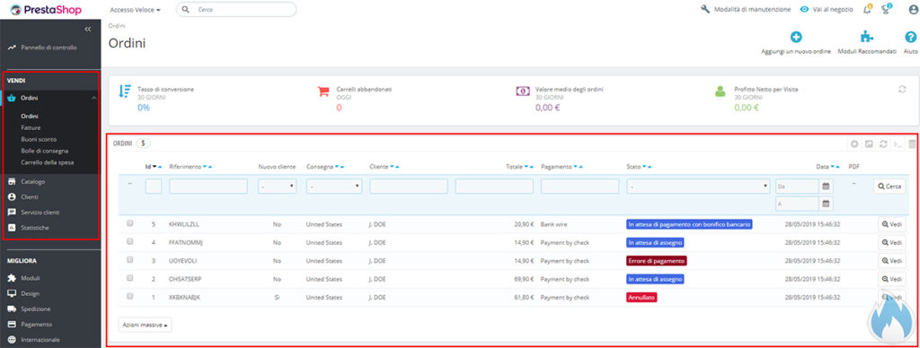 Backoffice-PrestaShop-Ordini